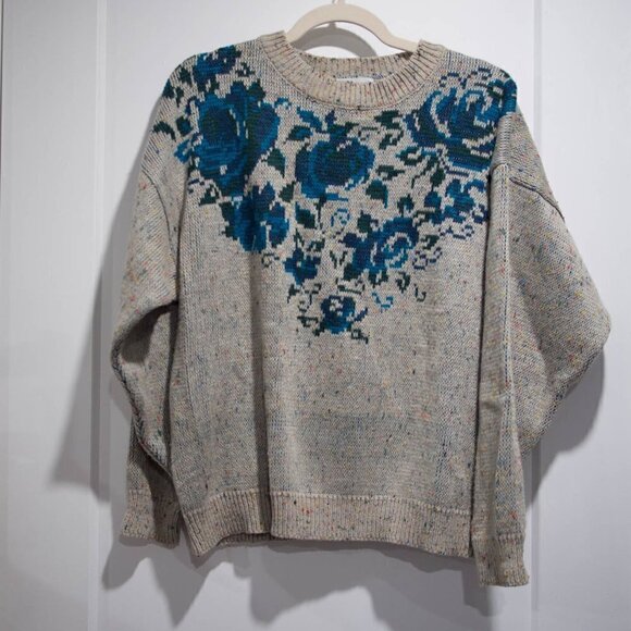 Vintage Together Sweater Floral with Rainbow  Specks - Picture 1 of 9